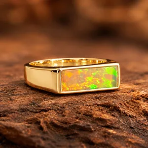 Authentic Mystic Rainbow Fire Opal Signet Ring - A Symbol of Power and Fortune