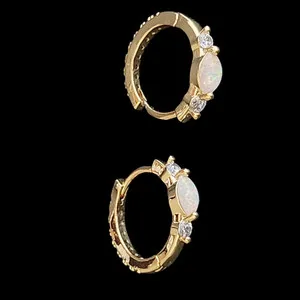 Authentic Radiant Ethereal Opal Whispers in Yellow Gold Earrings