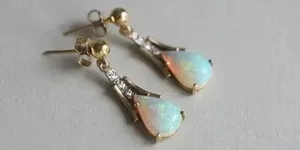 Authentic Women 3Ct Pear Cut Natural Fire Opal Drop Dangle Earrings 14K Yellow Gold Plated