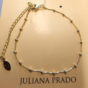Authentic Juliana Prado 18K Gold Plated Bolinhas Satellite Chain Bracelet 7"+2"