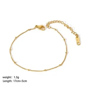 Authentic Chain Bracelet Titanium 18K Gold Plated Box Chain 6.75 in T164