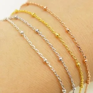 Authentic 1Foot 18K Gold Plated Ball Link Chain, Satellite Chain, Sterling SilverGold Pla