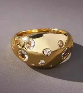 Authentic Anthropologie Sparkle Satellite Ring Size 7 - 14k Gold Plated Cubic Zirconia NWT