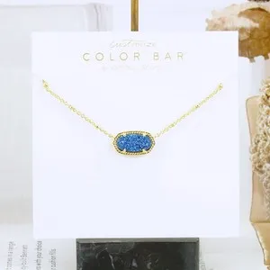 Authentic NWOT Kendra Scott Elisa Satellite Blue Drusy Pendant Necklace Gold Plated