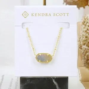 Authentic NWOT Kendra Scott Elisa Satellite Watercolor Drusy Necklace Gold Plated