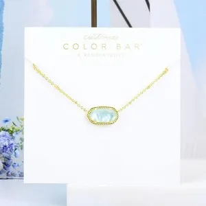 Authentic NWOT Kendra Scott Elisa Satellite Light Blue Illusion Necklace Gold Plated