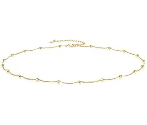 Authentic Choker Necklace for 925 Sterling Silver 18k Gold Plated Dainty Satellite Bead...