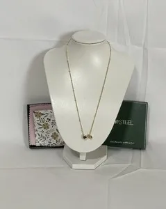 Authentic URSTEEL Gold Plated Heart & Initial S Necklace Dainty Satellite Chain Set