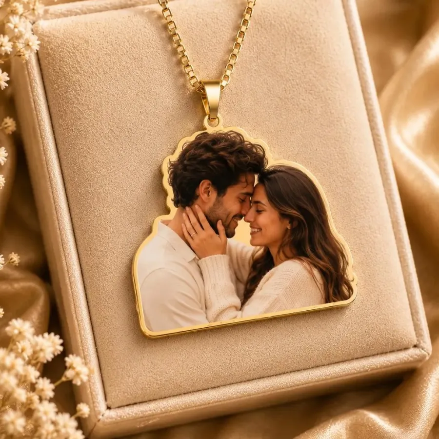 Authentic Custom Couple Photo Necklace Jewelry Personalized Family Picture Necklace Women Men Pet Portrait Necklace