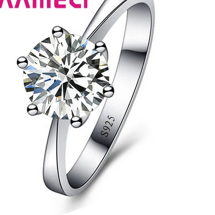 Authentic Fine Wedding Rings for Men Women S925 Sterling Silver Austrian Crystal Engagement Proposal Ring Jewelry Bague Femme