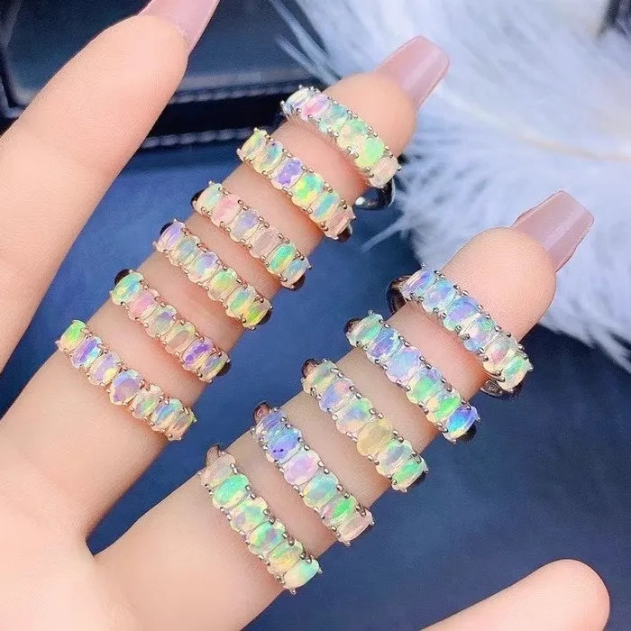 Authentic Jewelry 100 Natural Opal Ring For Woman Australia Opal Silver Ring Solid 925 Silver Opal Jewelry