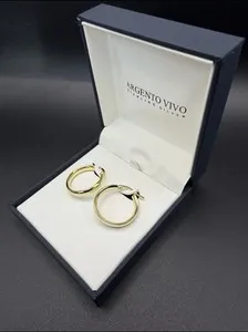 Authentic Radiant Solar Resonance Gold Plated Sterling Silver Hoop Earrings