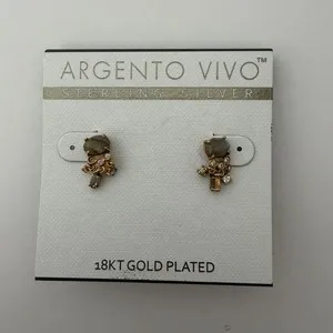 Authentic Argento Vivo 18kt gold plated sterling cascading cluster earrings