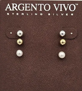Authentic Celestial Orbs Trio - Luminous Pearl and Gold Plated Energy Studs