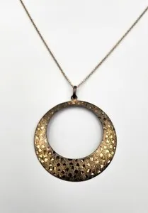 Authentic Argento Vivo Open Circle Pendant Necklace Vintage Gold Plated Silver