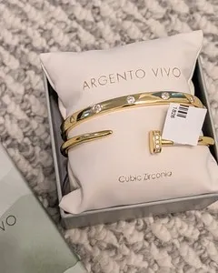 Authentic Argento Vivo 18K Gold Plated Bracelet Set with Cubic Zirconia - NWT
