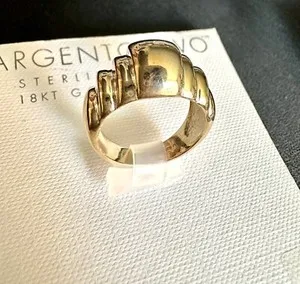 Authentic Argento Vivo Gold Plated Wide Ring/Band Sterling Silver/ 18K Gold Plaited Size 7