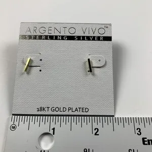 Authentic Celestial Monolith Studs - 18K Gold Plated Sterling Silver Bar Talismans