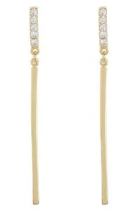 Authentic Celestial Alchemist Bar Drop Earrings - 18K Gold Plated Sterling Silver & Cubic Zirconia Talisman