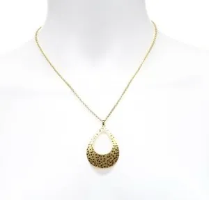 Authentic Argento Vivo Gold Plated Teardrop Pendant Necklace 137815