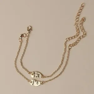 Authentic Gold-plated 'PARTNERS IN CRIME' Half Heart Splicing Couple Double Chain Bracelet