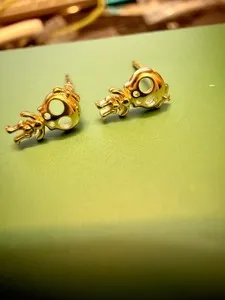 Authentic Eternal Devotion Skull Couple Talisman - 14K Gold Plated Mystic Dangle Earrings