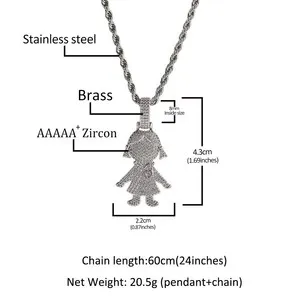 Authentic Boy Girl Pendant Necklace 5A Zircon White Gold Plated Men Women Couple Jewelry