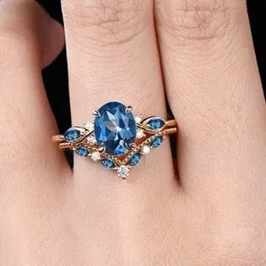 Authentic Sacred Union: Royal Blue Gemstone Couple Ring