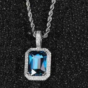 Authentic Colorful Gemstone Pendants Necklace Real Gold Plated Men Women Couple Jewelry