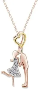 Authentic 1.00 Ct Round Cut Simulated Diamond Couple Charm Pendant 14k Rose Gold Plated
