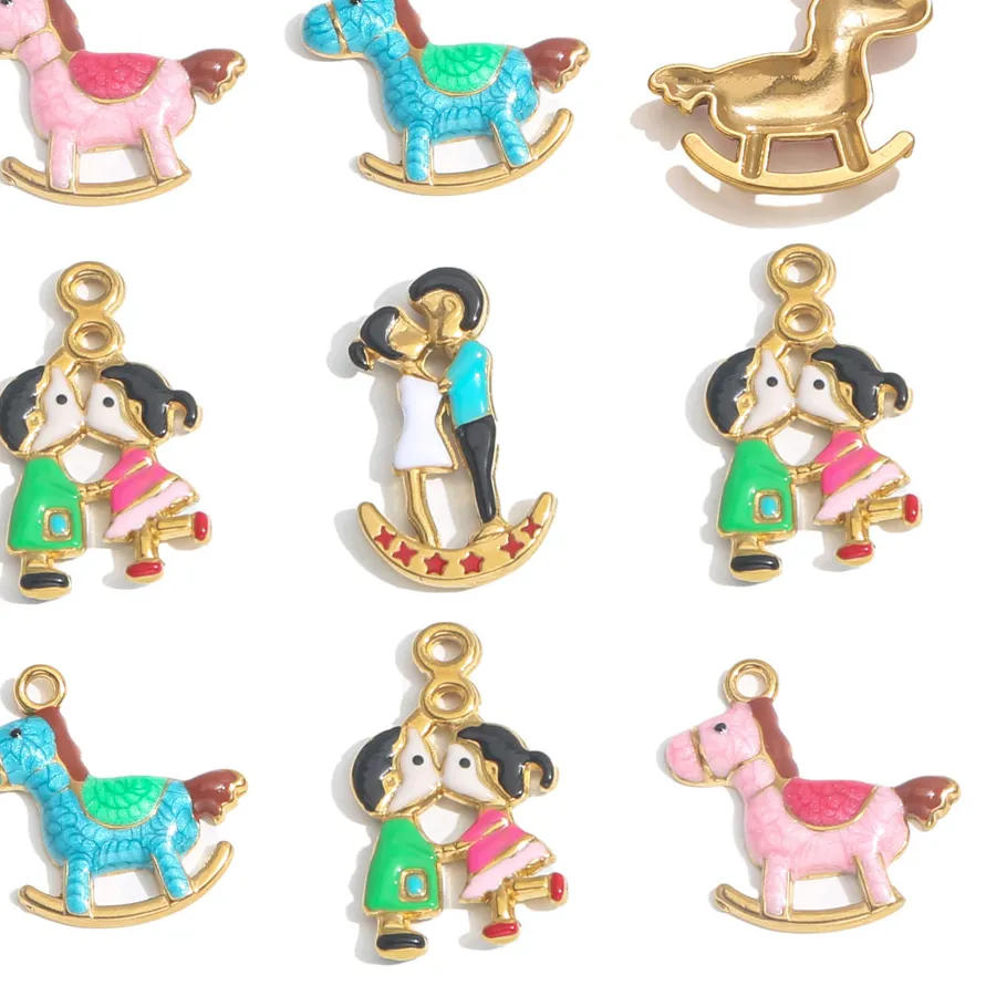 Authentic Twin Hearts of Affection - Sacred Enameled Gold-Plated Charms for Harmonious Bonds