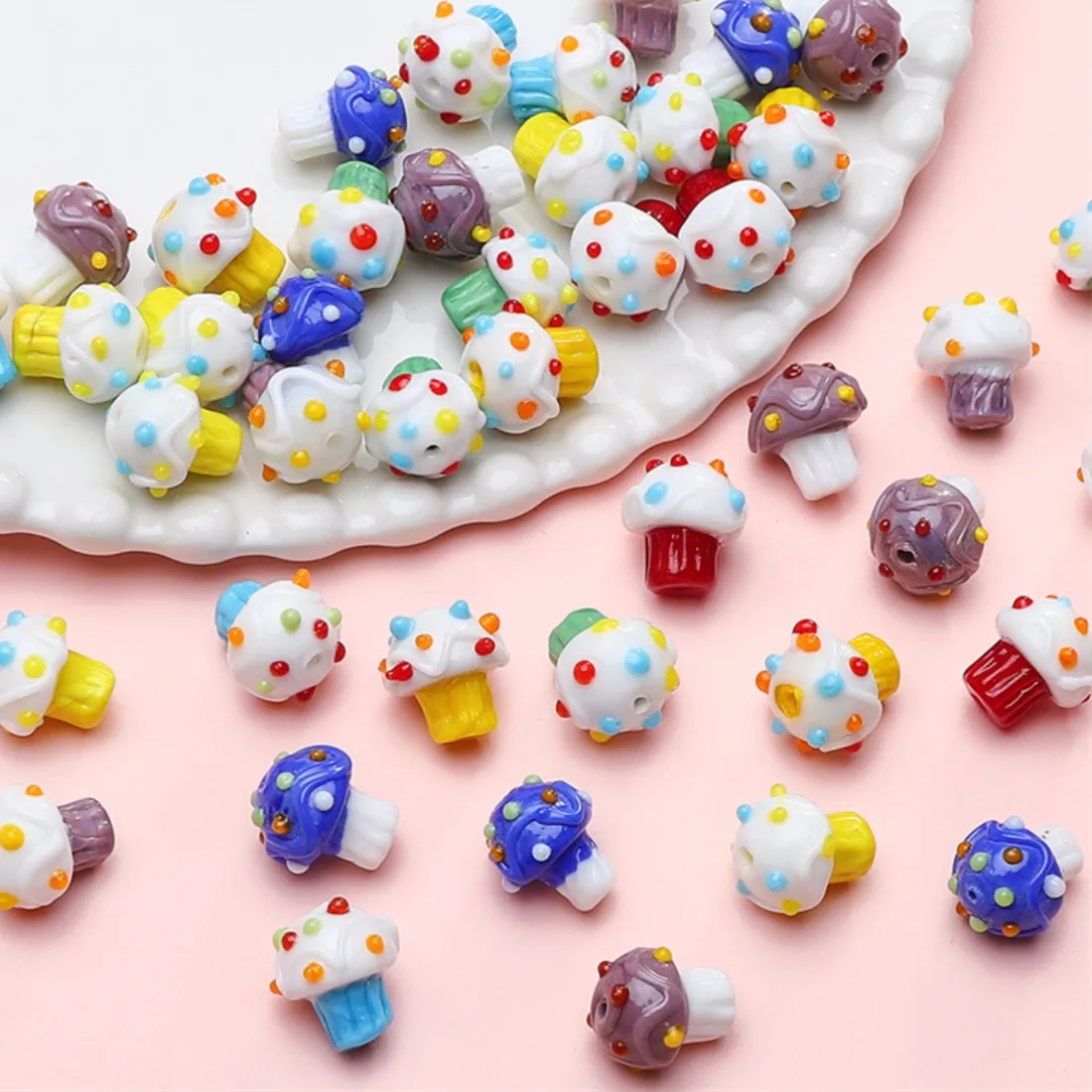 Authentic Frozen Luminescence: The 15mm Mystical Glass Ice Cream Beads