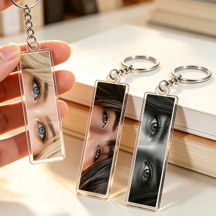 Authentic Custom Eyes Photo Acrylic Keychain Personalized Key Pendants Customizable Photo Ladies Keychain Anniversary For Girlfriend