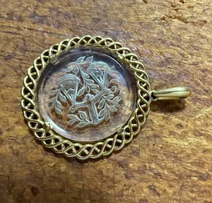 Authentic The Gilded Memory - Floral Engraved Glass Photo Locket Talisman