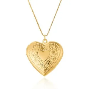 Authentic Gold Plated Heart Locket Pendant Necklace Photo Link Chain