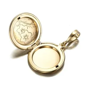 Authentic 18ct Heavy Yellow Gold Plated Round Locket Pendant - USA Made