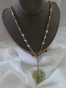 Authentic Kirks Folly Forget Me Not Pendant Necklace Gold Plated Heart Locket 28”
