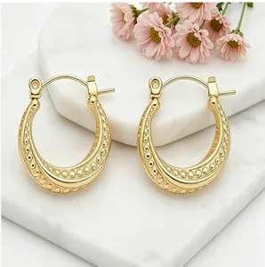 Authentic 14K Gold Plated Hoop Earrings Brand