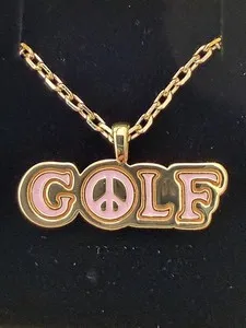 Authentic Discontinued PINK PEACE GOLF Wang Necklace Gold Plated 24 Inch Chain - Brand