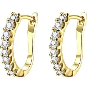 Authentic Brand - Gold Plated Hoop Earrings, Cubic Zirconia