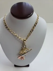 Authentic Santa Muerte Gold Plated Necklace Brand Chain