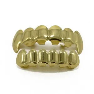 Authentic Brand 14K Gold Plated Reusable Top and Bottom Set Hip Hop Fang Grillz