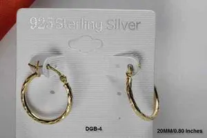 Authentic BRAND GORGEOUS GOLD PLATED STERLING SILVER 925 20MM BRAND HOOP EARRINGS