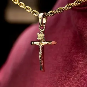 Authentic GLD Crucifix Cross Pendant 18K Gold Plated W/ Box & Pouch Brand