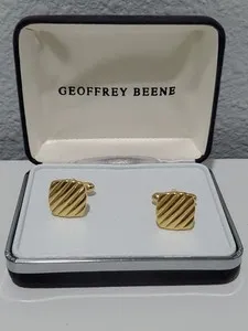 Authentic Geoffrey Beene Cufflinks Gold Plated Brand Free Ship
