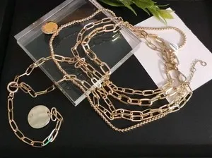 Authentic EXPRESS Brand Gold Plated 16" Signed Layered Chain/Pendant Necklace, Nice!
