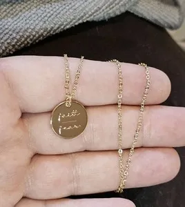 Authentic Faith's Radiant Shield: Gold-Plated "Faith Over Fear" Pendant