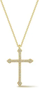 Authentic 14K Gold Plated Non Tarnish Cross Necklace for Women，Cross Faith Necklace | Chri