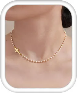 Authentic Radiant Luminescence Pearl Cross Necklace
