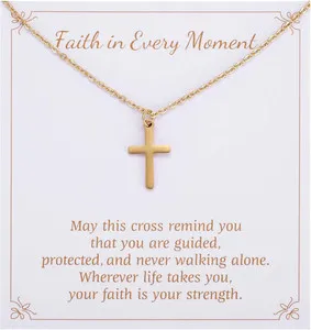 Authentic Cross Necklace for Women – 14K Gold-Plated Faith Pendant Necklace, Dainty Religi